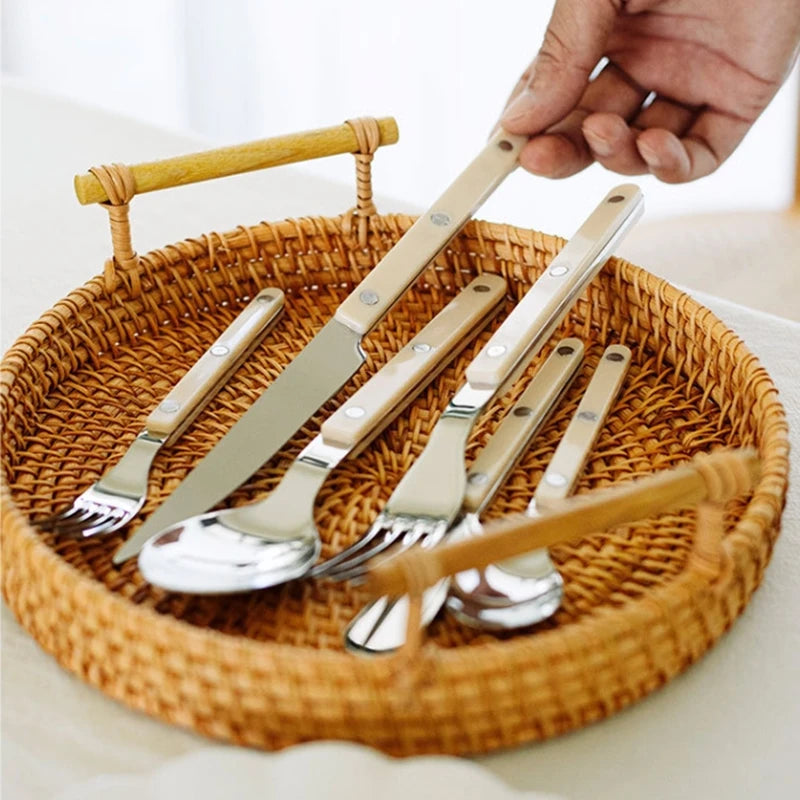 Fashion Korea Style Cutlery Set 18/10 Stainless Steel Creativity Gift Flatware Colorful Handle 304 Knife Fork Spoon