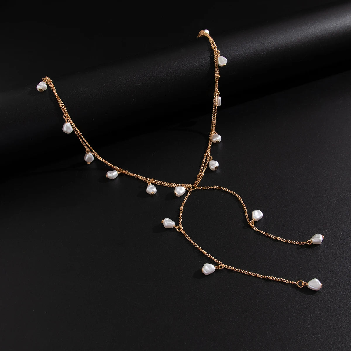 IngeSight.Z Creative Design Irregular Imitation Pearl Copper Tassel Long Chain Pendant Necklace for Men Women New Trend Jewelry