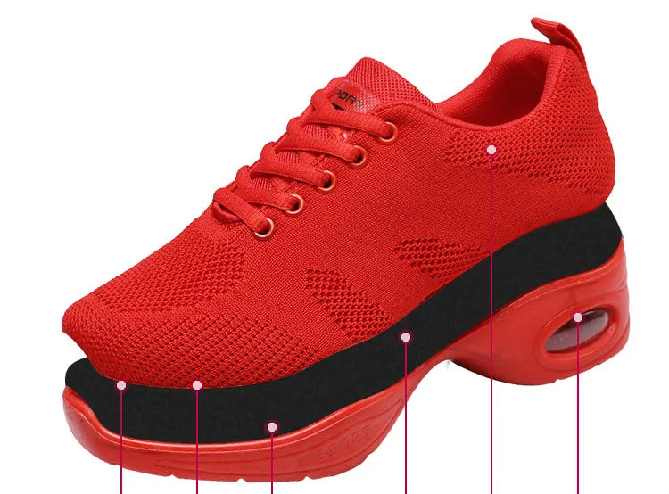 Sneakers Dance Shoes For Women Flying Woven Mesh Comfortable Modern Jazz Dancing Shoes Girls Ladies Outdoor Sports Shoes