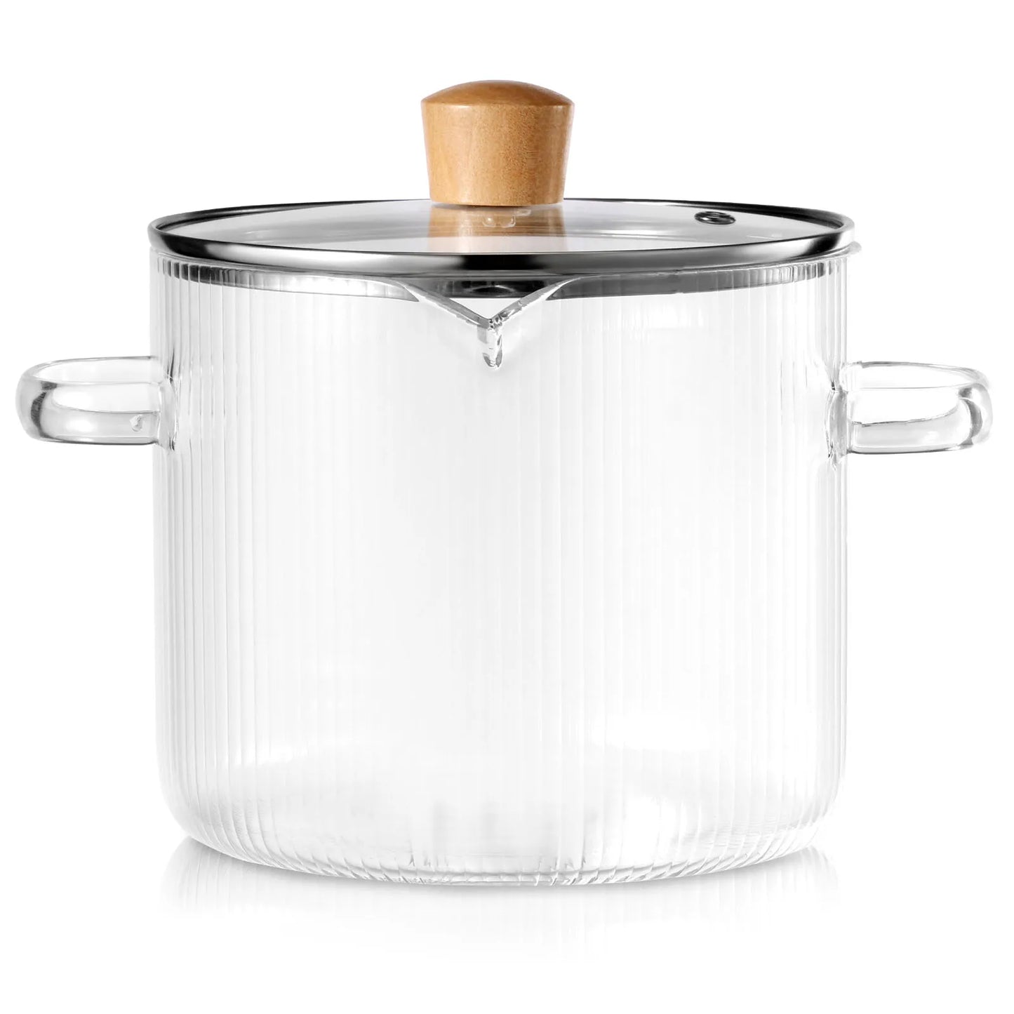 Glass Cooking Pot Transparent BorosilicateGlass Simmer Pot w/ Lid and Spout Heat Resistant Cooking Stovetop Pot Kitchen Soup Pot