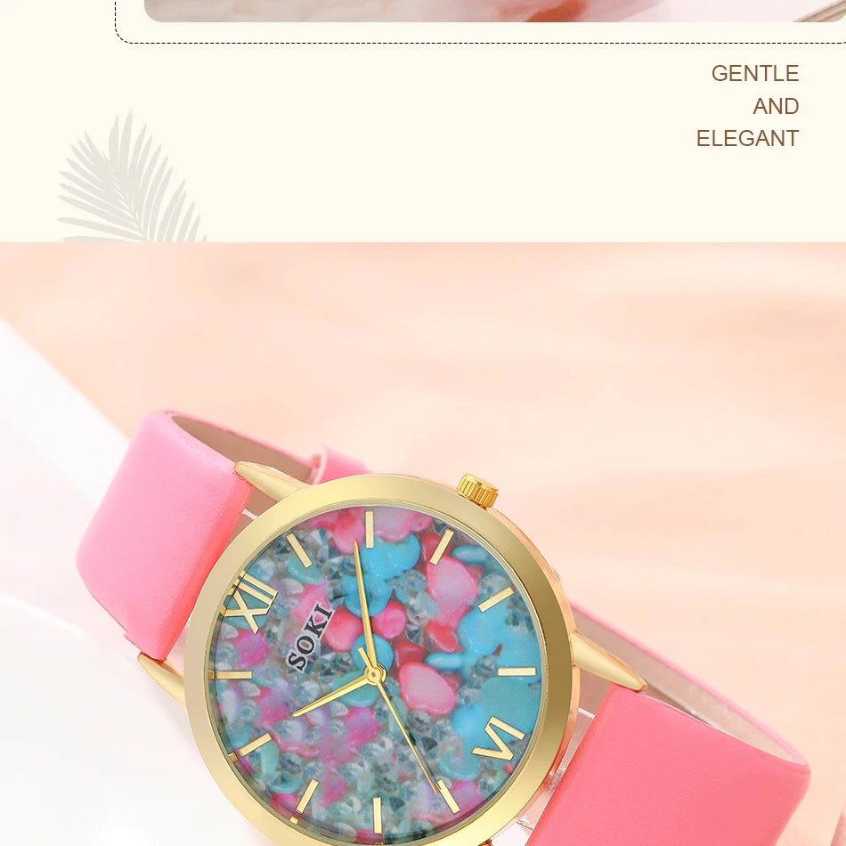 Luxus Damen Set Mode Strass - Uhr Ring Halskette Armband