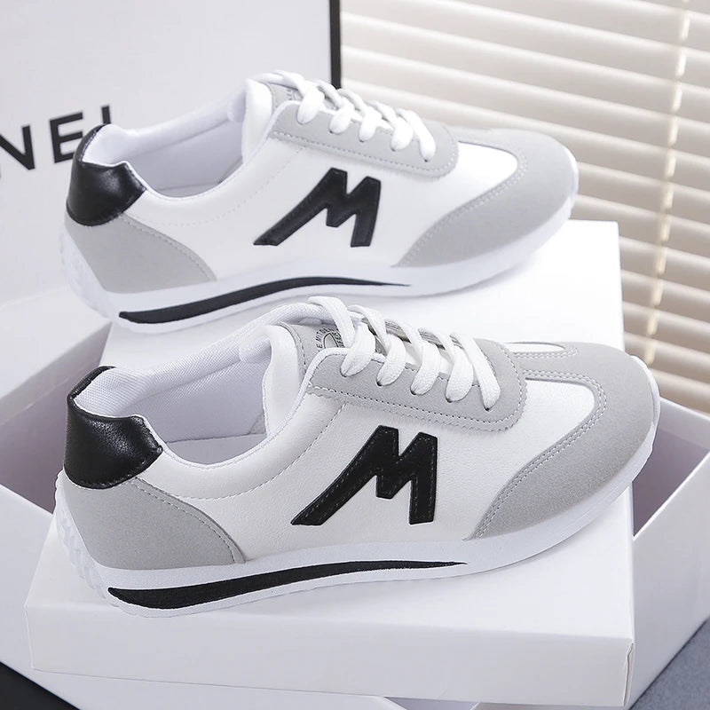 Women 2025New Women Casual Walking Shoes Spring Flat Lace-up Leather High Quality Sneakers Fashion Sports Shoes Zapatillas Mujer