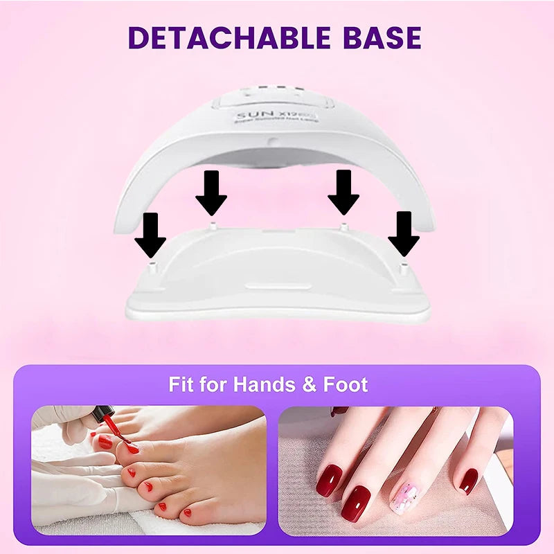 Lampă UV LED SUN X12 MAX pentru manichiură, lampă UV cu 66 de LED-uri pentru uscător de unghii cu senzor inteligent, instrument profesional de salon