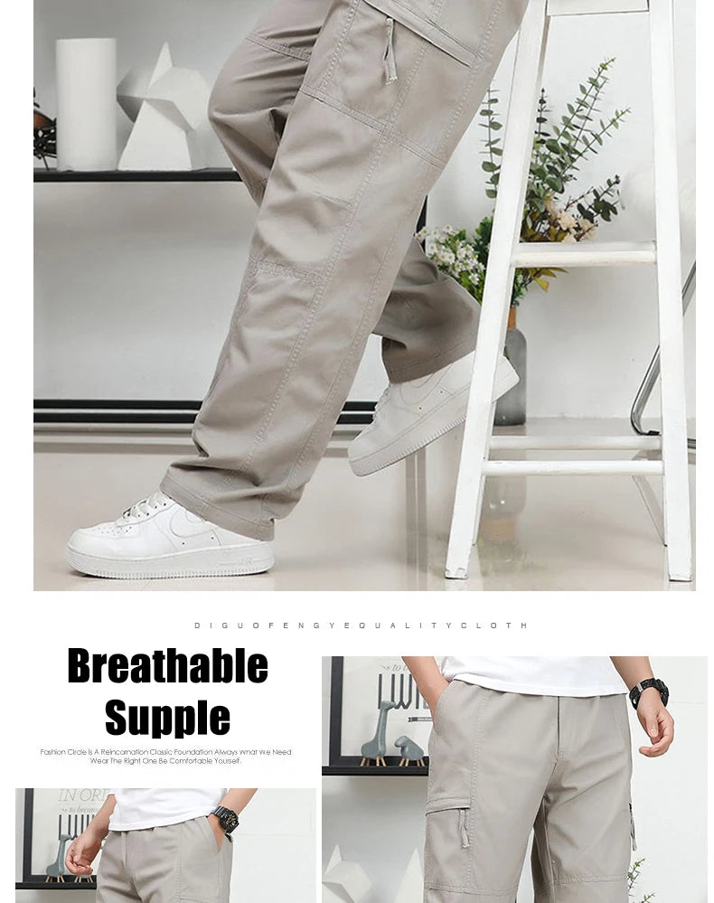 IPPOLICH Loose Fit Trousers Youth Workwear Pants New Cargo Pants Men's Loose Straight Oversize Clothing Men Casual Street Pants