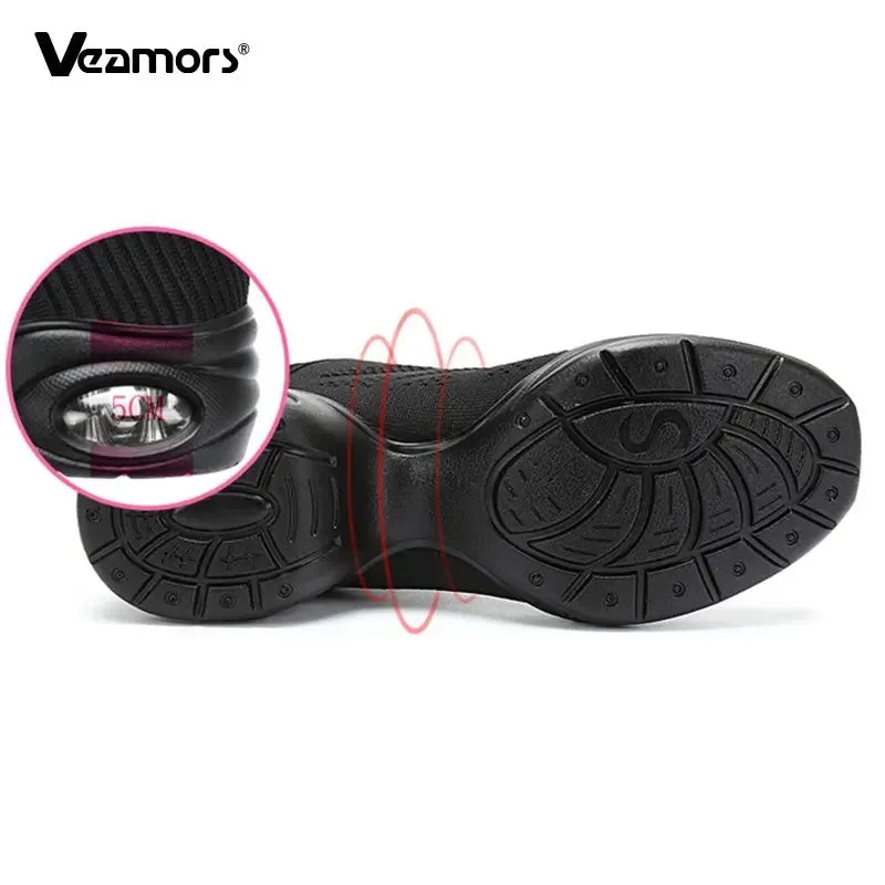 Women New PU Soft Outsole Sneakers Comfortable Dance Shoes    Breath Woven Mesh Modern Jazz Sports Feature Dance Sneakers