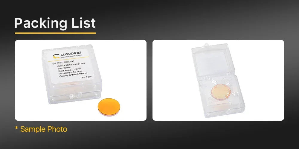 Cloudray China CO2 ZnSe Focus Lens Dia.18 19.05 20 mm FL38.1 50.8 63.5 101.6 127mm 1.5 - 4" for Laser Engraving Cutting Machine - Golden Bridge Store