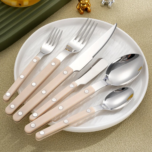 Fashion Korea Style Cutlery Set 18/10 Stainless Steel Creativity Gift Flatware Colorful Handle 304 Knife Fork Spoon