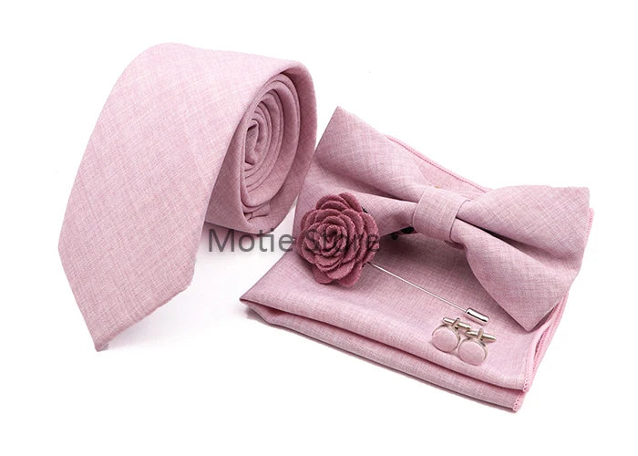 Neues Design 27-farbiger Männer-Accessories-Set: Klassische Baumwoll-Taschentuch, Manschettenknöpfe, Fliege für Hochzeit, Party, Geschenke