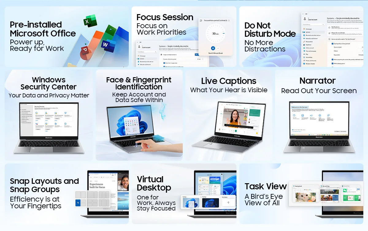 Laptop Blackview AceBook 8 15.6" 12th Gen Intel Alder Lake N97 16GB RAM 512GB SSD + extensie până la 1TB Windows 11 Home 15.6"