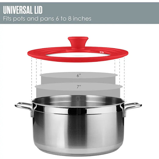 Multifunctional Tempered Glass Pot Lid Silicone Rim Cool Touch Handle Steam Dishwasher Safe Skillet Pan Cover Christmas Gift - Golden Bridge Store