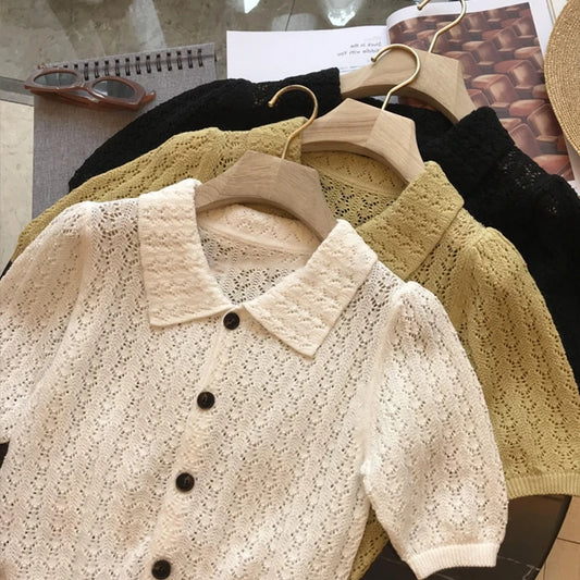 Goghvinci Cardigan Damen Lochmuster - Größe M, Stoffgewicht Mittel
