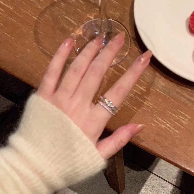 CHUHAN Geometrisch Zirkonia Ring - 925 2,5g Verstellbar