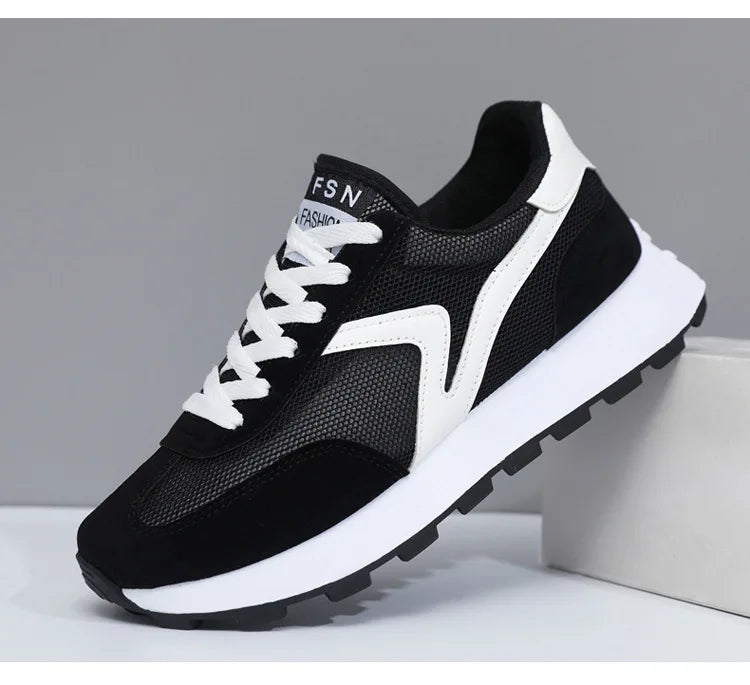 New Women's Sneakers Fashion Breathable Unisex Casual Shoes Lightweight Lace-Up Running Shoes Outdoor Platform Tennis Shoes Male