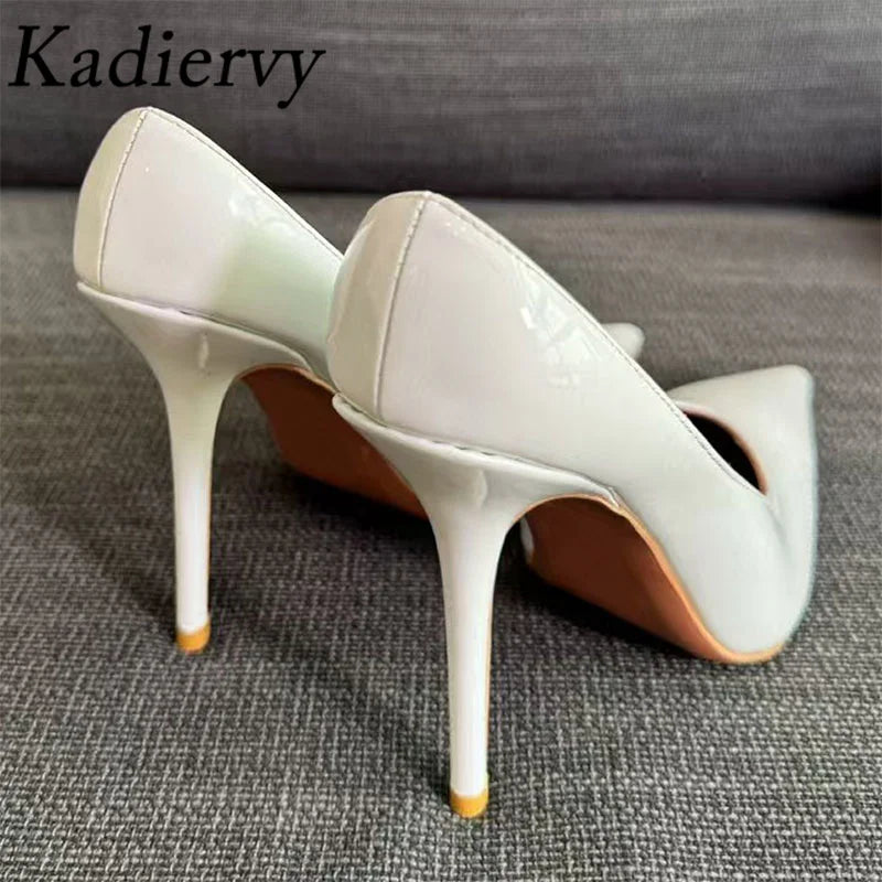 Kadiervy Pumps Spitz Slip On - Lackleder 10 cm Stiletto