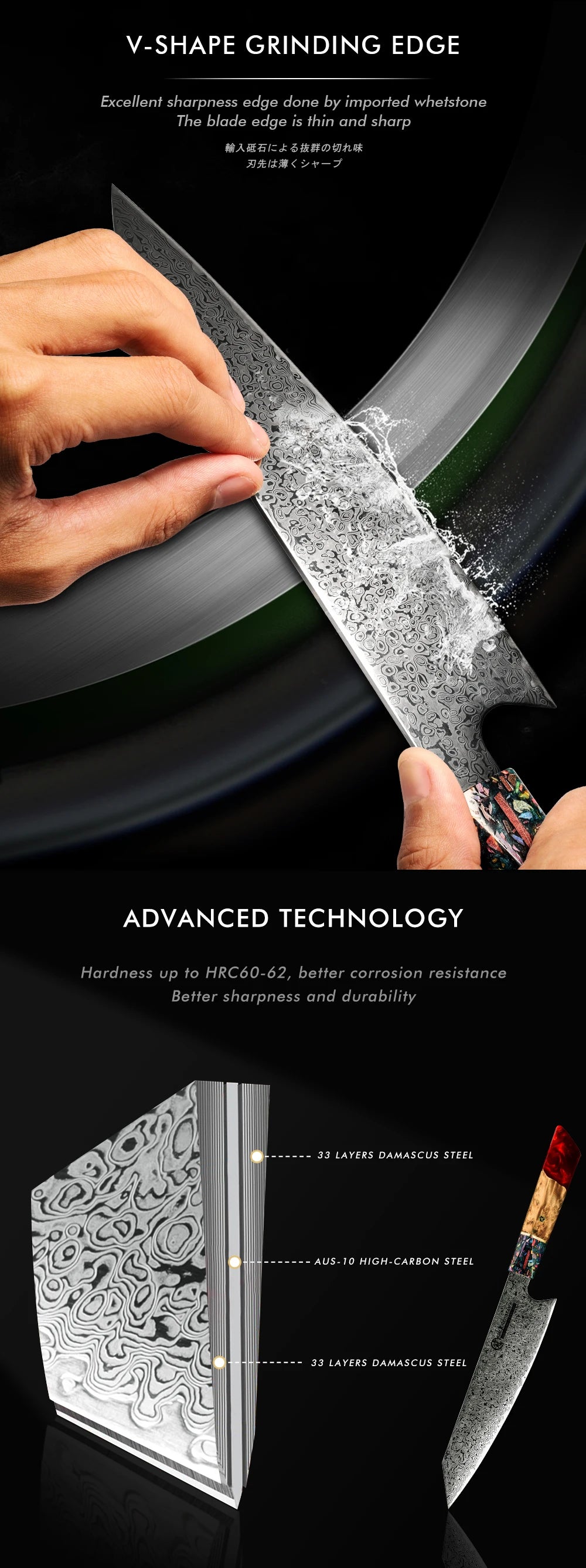 Grandsharp 1-5 Pcs Kitchen Knife Sets 67 Layers Japanese Damascus Knife AUS-10 Steel Chef Utility Knives Sashimi Slicing Cutlery