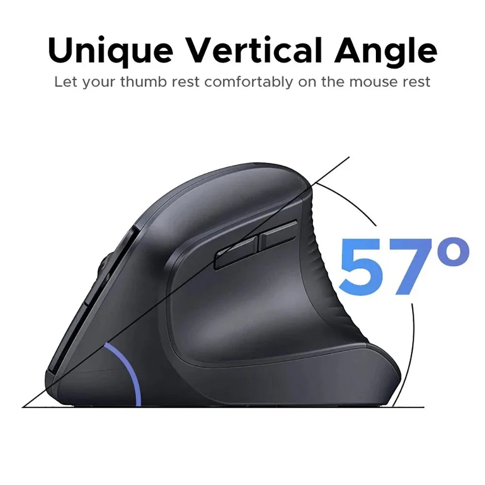 Wireless-Maus 2025: Bluetooth-5.2 Dual-Mode Vertical Rechargeable Silent 1600-DPI Collection