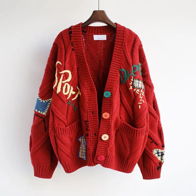 WonMiracle V-Neck Strickjacke Cardigan - Polyester Größe L
