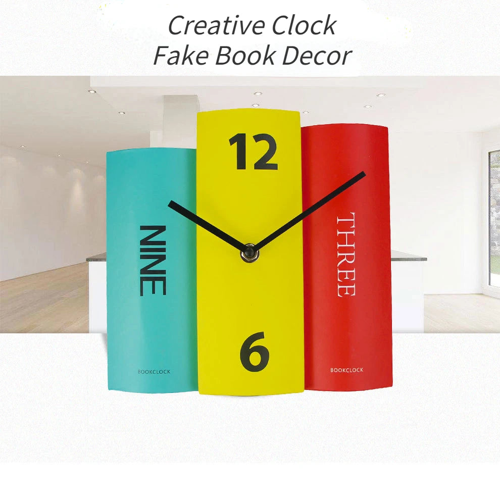Creative Fake Books Decoration Simple Desk Clock Silent Quartz Clock Desk Clock Children's Alarm Clock Student Desk Clock