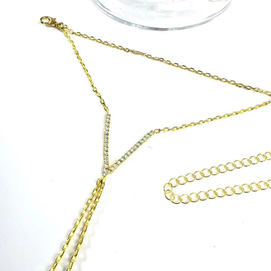 Luna Vela Mehrschichtig V-Form Fußkettchen - Kristall 22cm