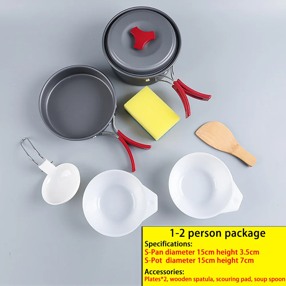 Outdoor camping cookware folding outdoor non stick pot boiling water outdoor set pot portable camping cookware tableware