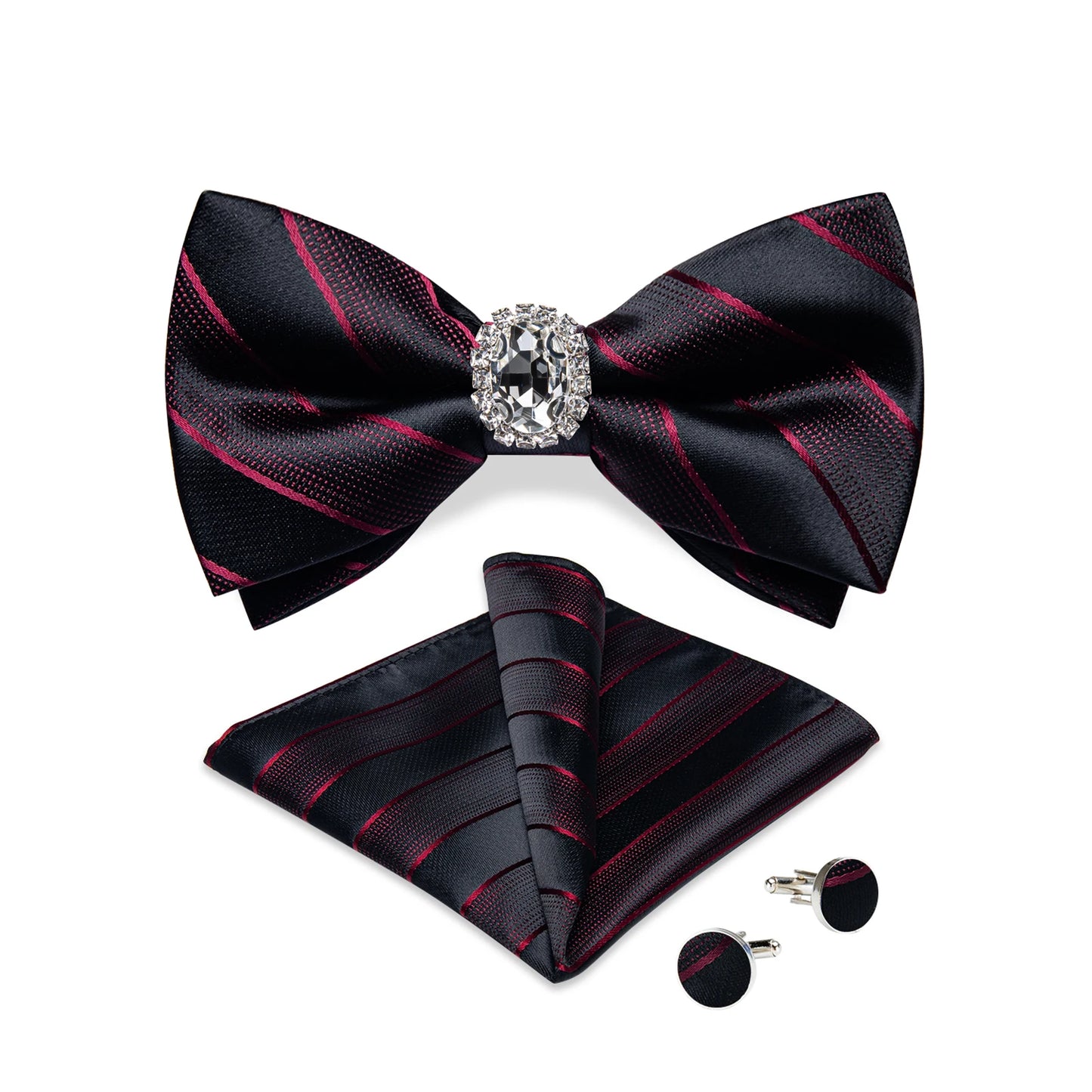 Designer Men's Silk Bowties Pocket Square Cufflink Set for Man Wedding Pre-tied Bow Ties Fashion Butterfly Knot Business Bowties
