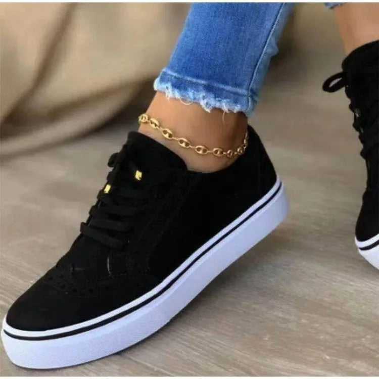 Fashion-Sneaker 2025: Chamlifove Sneakers Women Fashion Spring Autumn - Chain Leather Comfortable Round Toe Platform Lace Up Walking Women's Shoes 35-43 Collection
