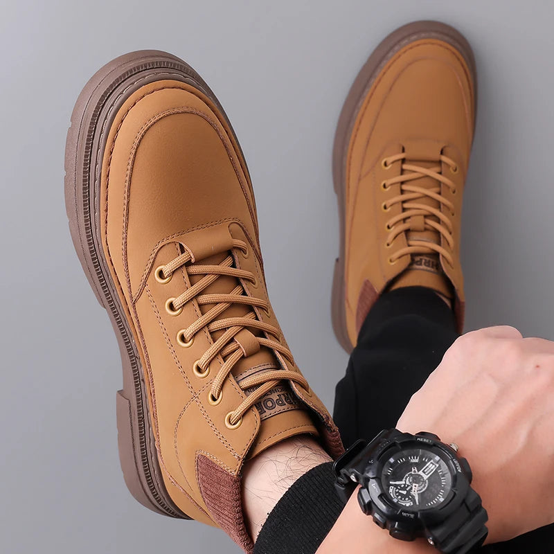 YEISNDOOCN Hochwertige Leder Stiefel - Größe EU 41-46 Schnürung