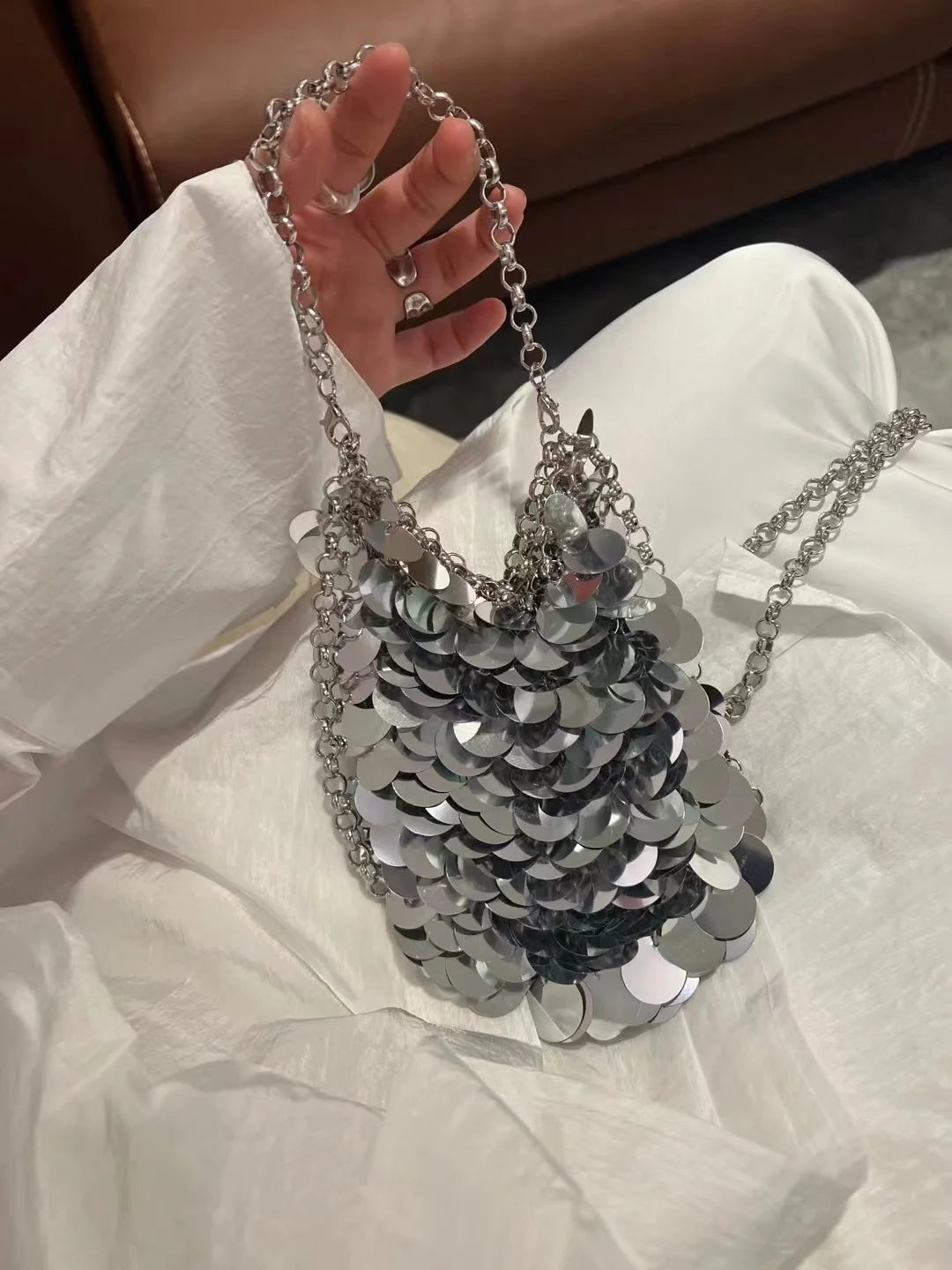 Fashion Sequins Crossbody Bag for Women Designer Metallic Women Handbags Shinny Party Shoulder Bags Luxury Evening Clucth Purses