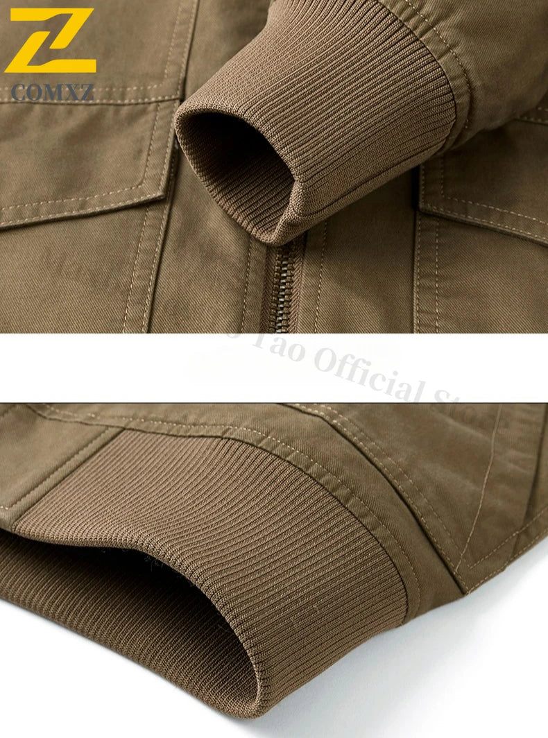 Fujian Safari Baumwolljacke Mehrere Taschen - Stehkragen