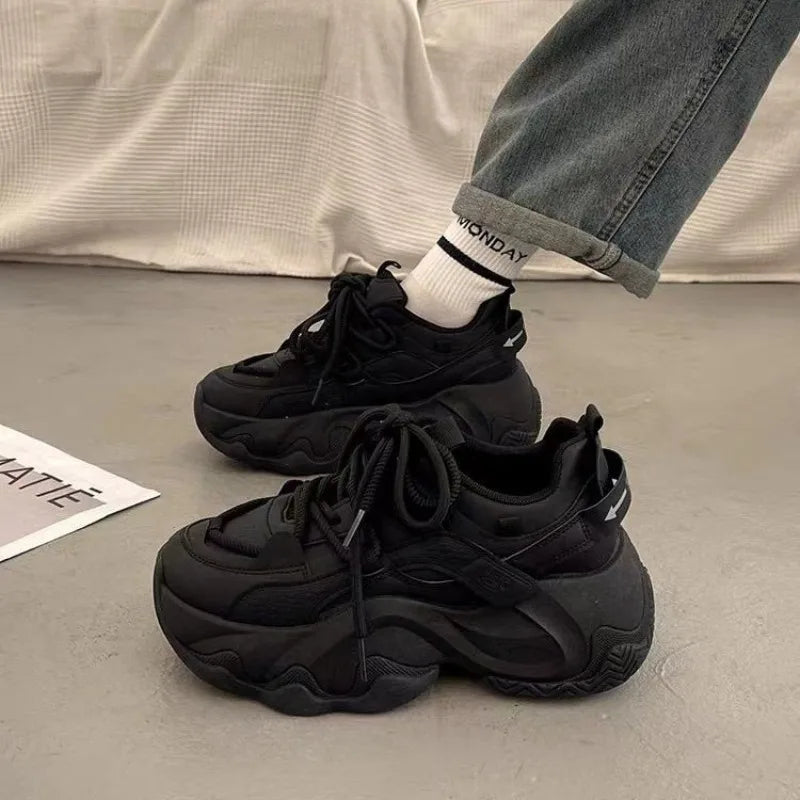 YSHUNIJ Plateau Sneaker Damen - Weiß 3cm Absatz Passt