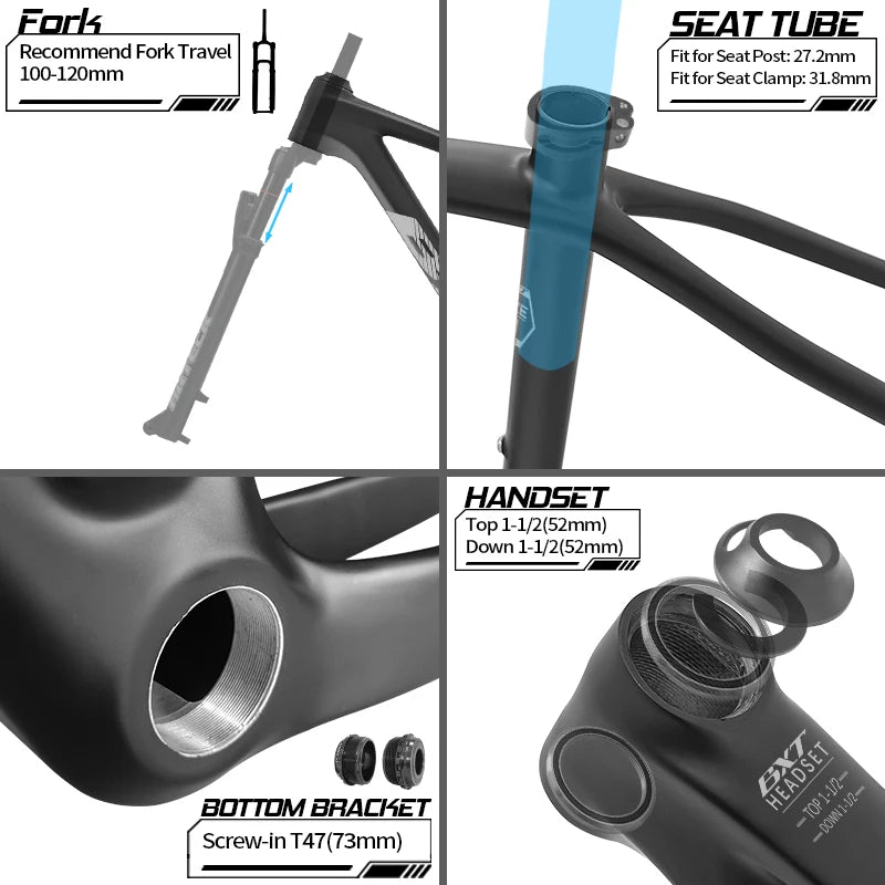 BXT T1000 carbon mtb frame 29er carbon bike frame 29 carbon mountain bike frame boost 148*12 disc brake bicycle frame UDH hanger