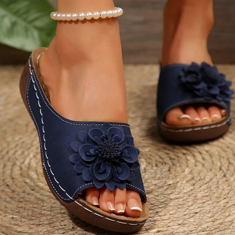Women's Sandals Soft Heels Sandals Summer 2025 Casual Wedges Heeled Shoes Women Elegant Low Platform Slippers Sandalias Mujer