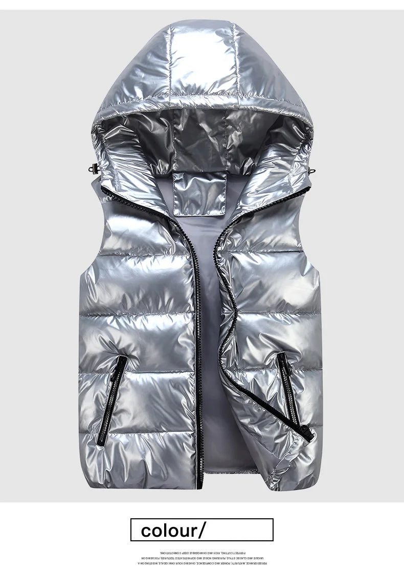 OLEKID 240805 Glänzende Weste Mit Kapuze - Größe 3-20 Jahre, Unisex, Wasserabweisend