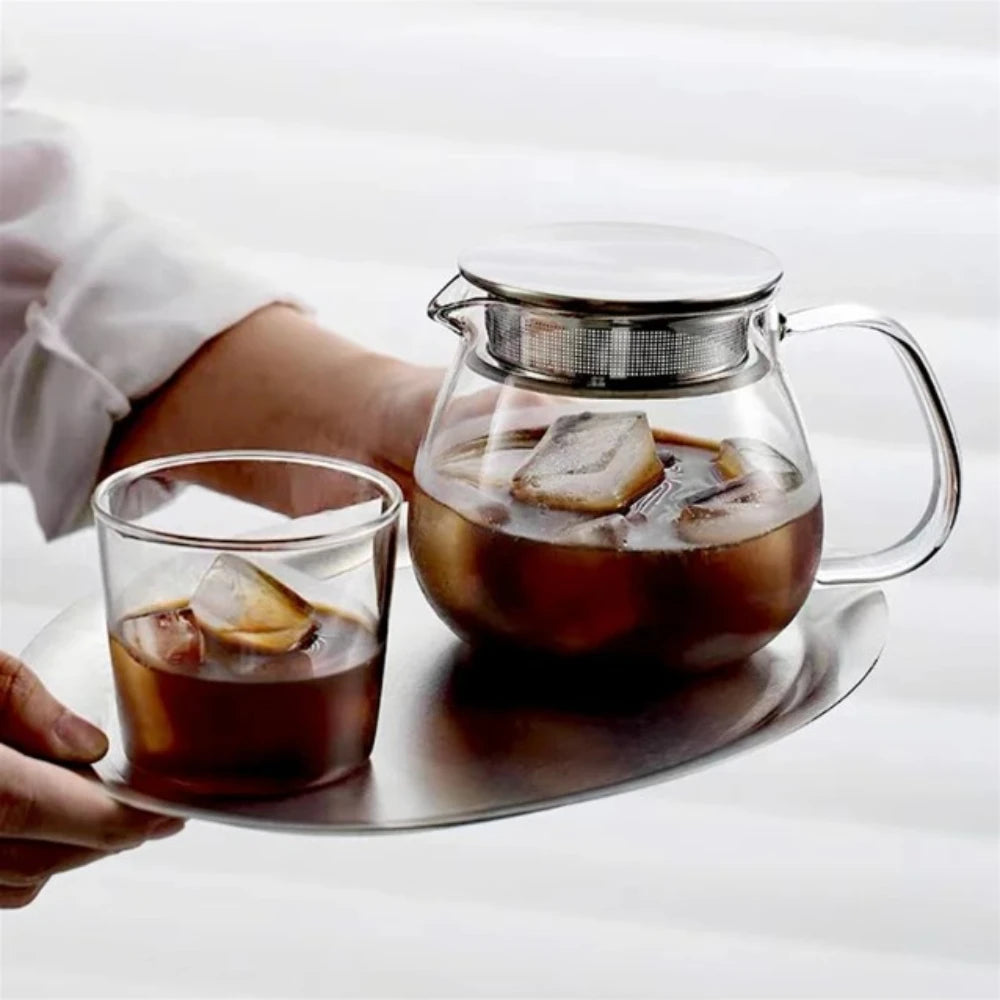 Aihogard Glas Kaffeekanne Hitzebeständig - 450ml Filter