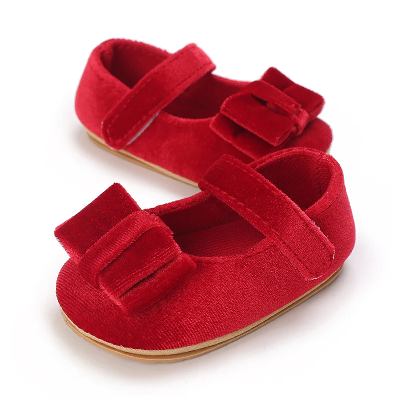 Baby-Prinzessinnen-Schuhe 2025: Velvet-Bow Flat-Shoes - First Step Collection