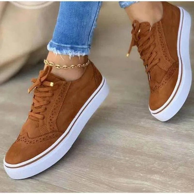 Fashion-Sneaker 2025: Chamlifove Sneakers Women Fashion Spring Autumn - Chain Leather Comfortable Round Toe Platform Lace Up Walking Women's Shoes 35-43 Collection