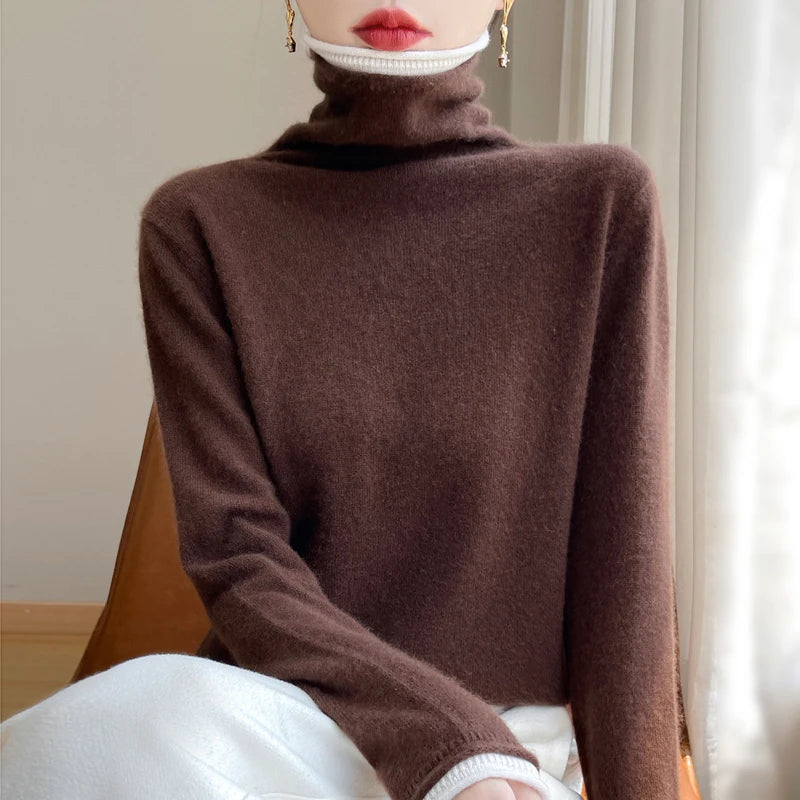 SHUANGYANROADCN Merino Rollpullover - Größe M, Merinowolle