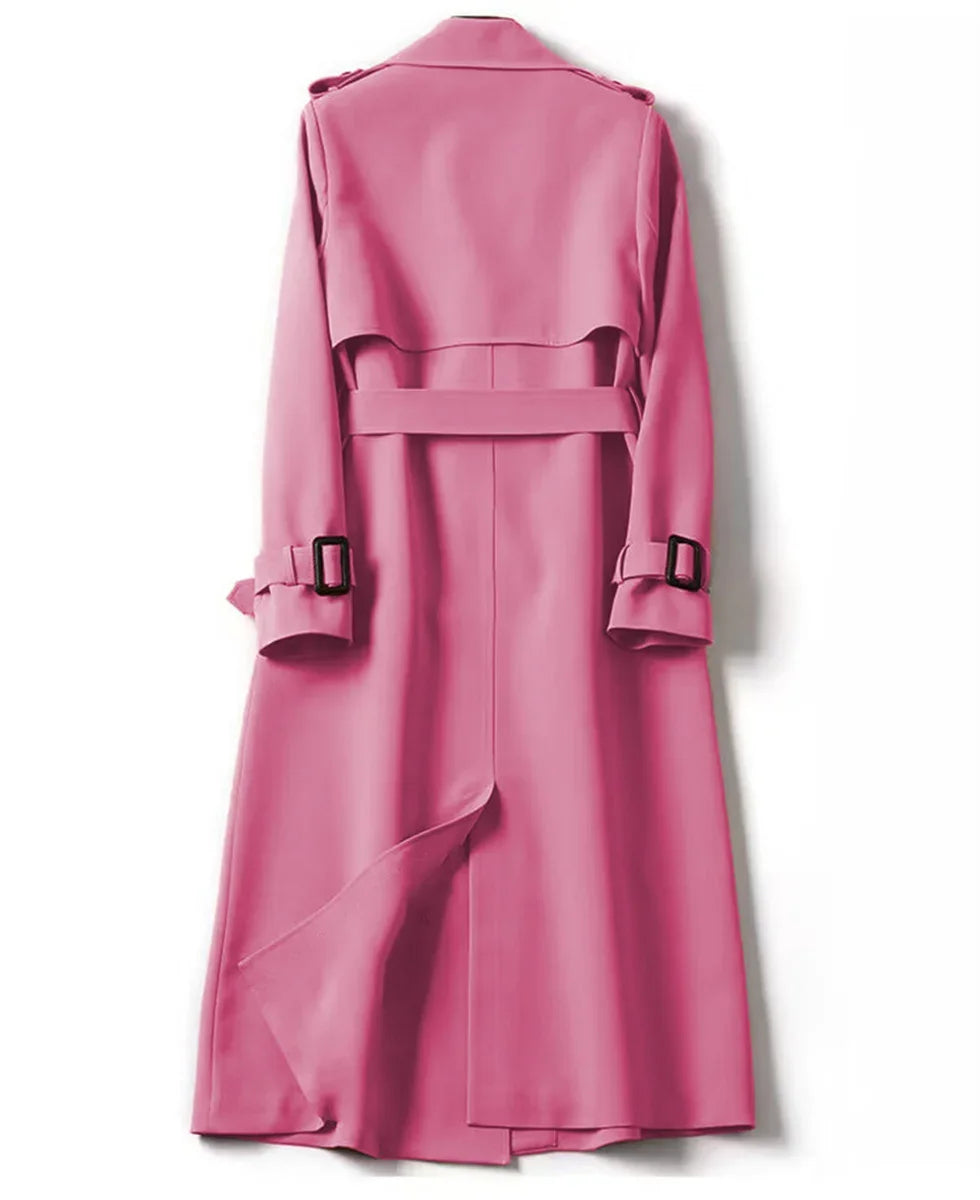 Elegant Women  Fashion British Jackets Autumn Winter Widebreaker Streetwear Midi Coats Casual Office Lady Button Slim Chic Coat