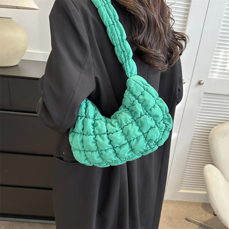 Quilted Padded Crossbody Bag for Women Pleated Bubbles Cloud Shoulder Bags Large Tote Bucket Designer Bag Ruched Handbags 2024