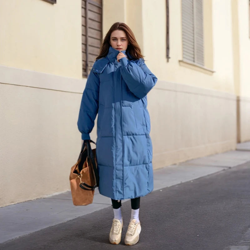 WinterParka Koreanisch Gefüttert - Kapuze, Baumwolle, lang