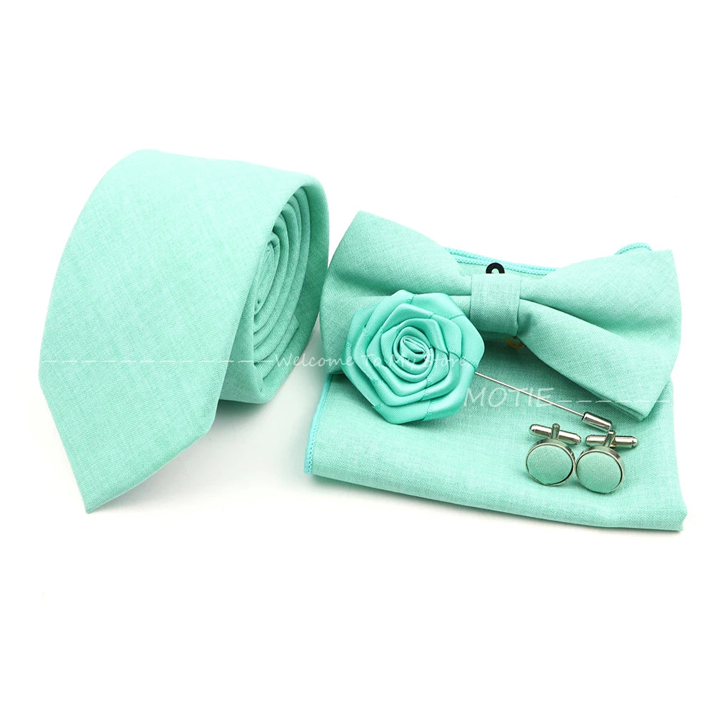 Neues Design 27-farbiger Männer-Accessories-Set: Klassische Baumwoll-Taschentuch, Manschettenknöpfe, Fliege für Hochzeit, Party, Geschenke