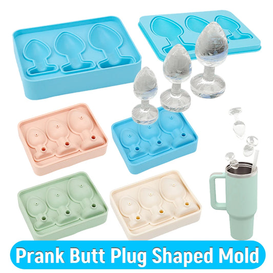 Silicone Prank Butt Plug Shaped Mold Reusable Prank Ice Cube Mold Tray Novelty Ice Cube Trays for Ice Chilling Whiskey Cocktails