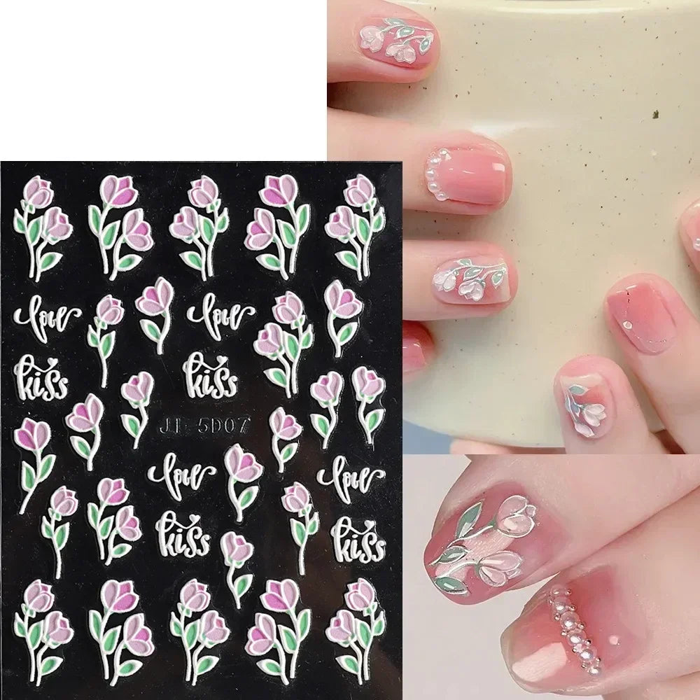 Choice 5D Nagelsticker Cherry Blossom - 3D Gold 10er Set