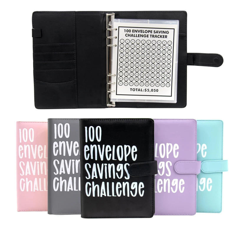 PU Leather Loose-leaf Journal Notebook 100 Day Couple's Challenge Savings Book Magnetic Buckle Save Money Book Make Money Books