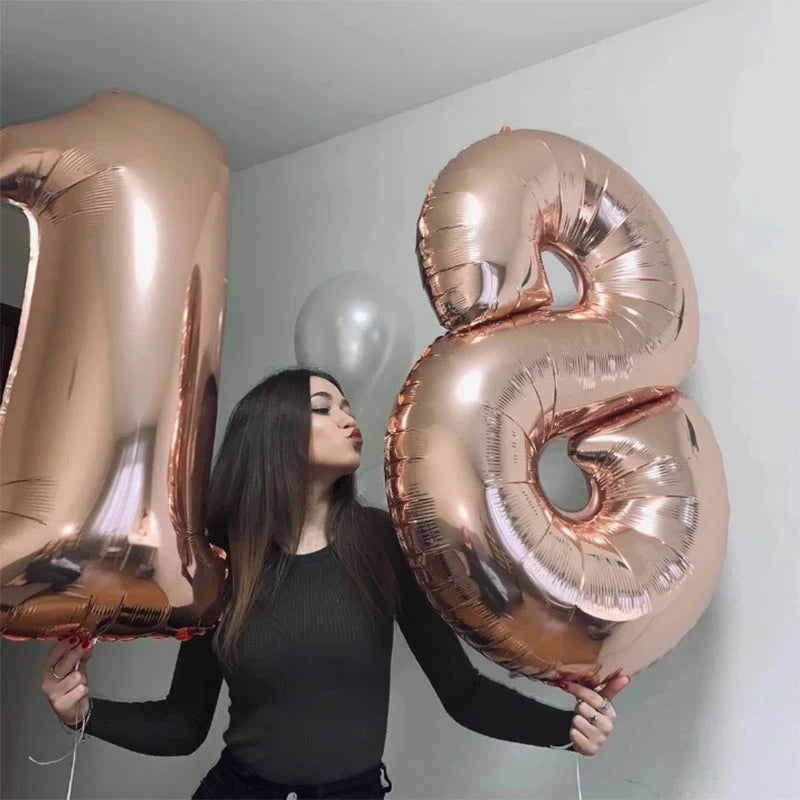 KUKUZHU Modell 1212 Zahlenballon - 2 Stück 32 Zoll Folie