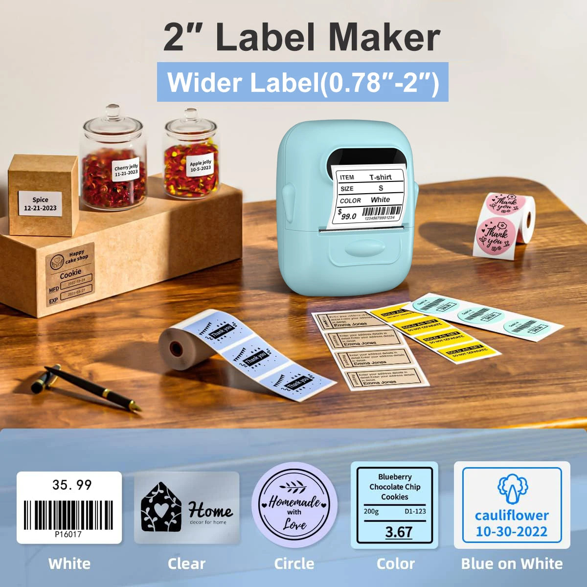 MARKLife P50 Bluetooth Etikettendrucker - Thermischer Mini Drucker für Barcode & Preisschilder