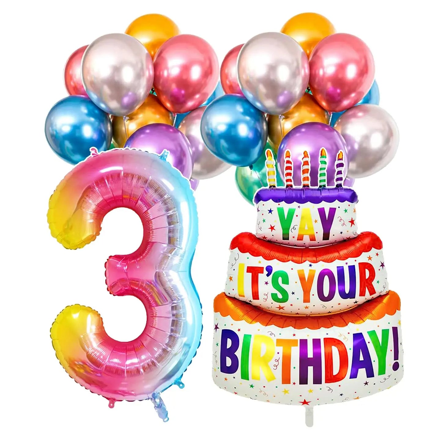 Baloane folie Renyuan cu numere curcubeu - pachet de 20, 81 cm