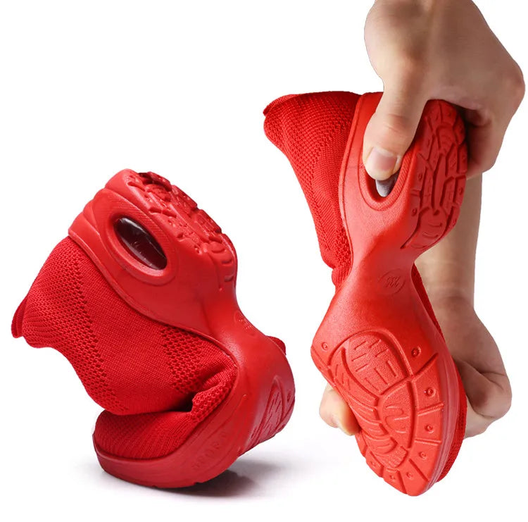 Sneakers Dance Shoes For Women Flying Woven Mesh Comfortable Modern Jazz Dancing Shoes Girls Ladies Outdoor Sports Shoes