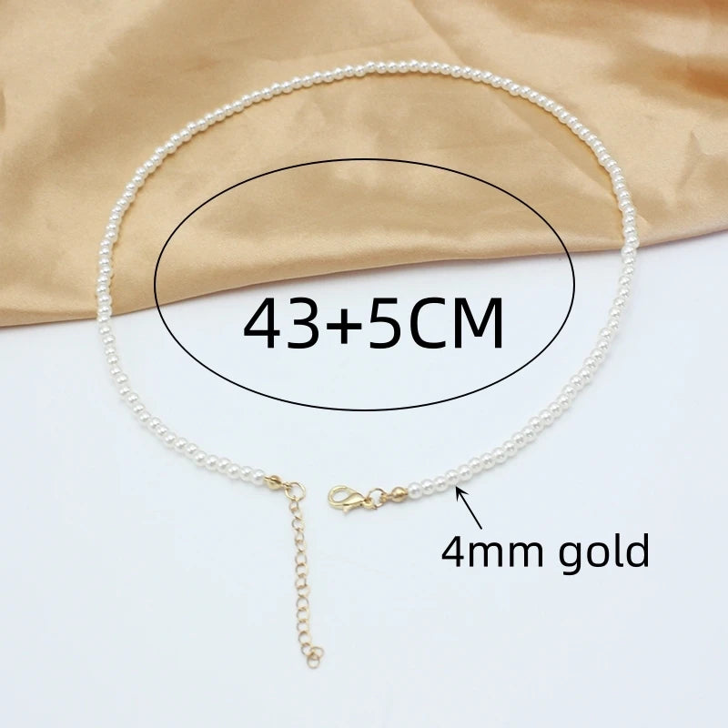 DAIZHEMEI GIFT Perlenkette Mit Anhänger - 42 5cm Beige