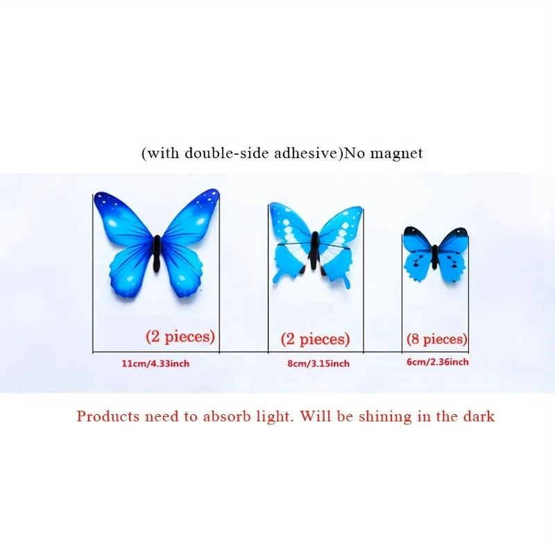 Wandsticker 2025: 12Pcs 3D-Luminous Butterfly - Creative Wall Art Collection